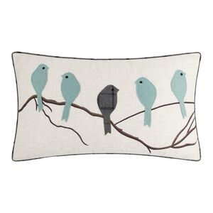 Wool Birds Accent Pillow Applique Hand Emobroidery Cushion Decorative Pillow